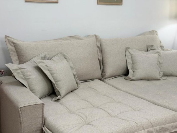 Sofá Cama Retrátil Reclinável Bolt 2.00m Mod.80 - Bege Linho - Imagem 7