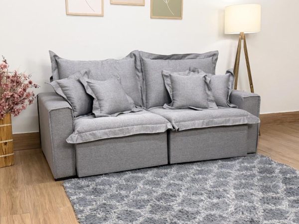 Sofá Cama Retrátil Reclinável Bolt 2.80m Mod.120 - Cinza Linho - Imagem 3