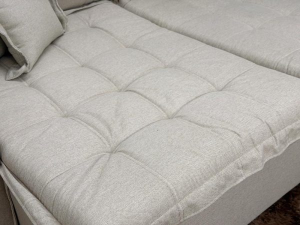 Sofá Cama Retrátil Reclinável Bolt 2.40m Mod.100 - Bege Linho - Imagem 5