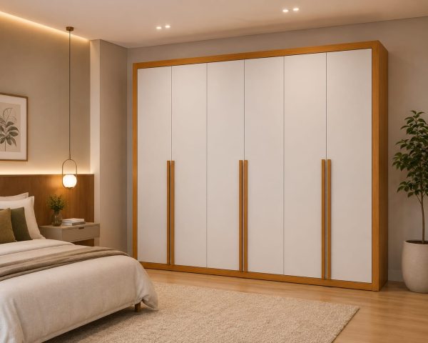Alternative view of Guarda-Roupa Chicago 6 Portas e 6 Gavetas 2.46m -  Cinamomo/Off White