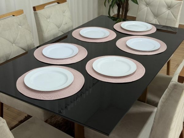 Mesa de Jantar Helo 1.60×0.90 Com 6 Cadeiras Jasmim - Freijó/Preto/Bege Veludo - Imagem 3