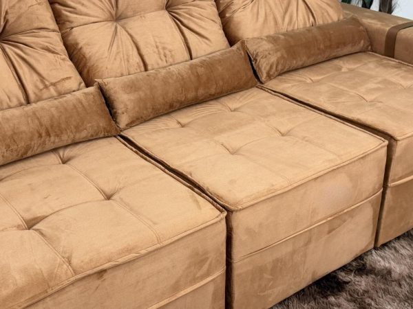 Sofá Retrátil Reclinável Junior 3 Módulos 2.45m - Terracota Veludo - Imagem 6
