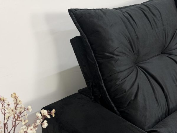 Sofá Retrátil Reclinável Junior 1.80m - Preto Veludo - Imagem 7