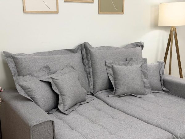Sofá Cama Retrátil Reclinável Bolt 2.00m Mod.80 - Cinza Linho - Imagem 4