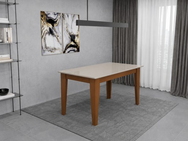 Mesa de Jantar Suécia c/Vidro 1.60x0.80m - Freijó/Off White