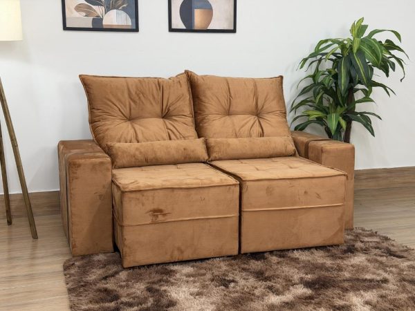 Sofá Retrátil Reclinável Junior 1.80m - Terracota Veludo