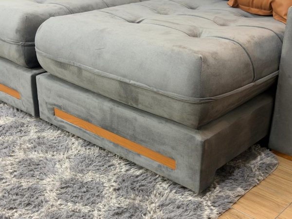 Sofá Retrátil e Reclinável Apollo Molas Ensacadas 2.30m - Cinza Veludo /Courino Marrom - Imagem 11