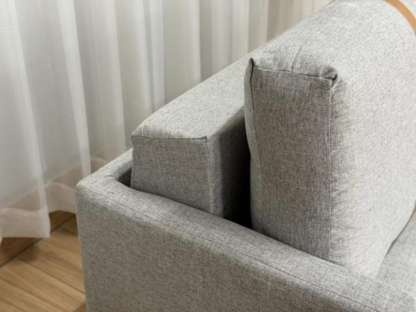 Sofa Cama Dominic 1.40m - Cinza Linho/Marrom Courino - Imagem 6