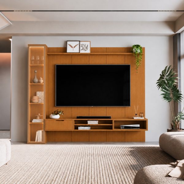 Torre Modular + Painel Plus + Nicho Tucumã 2.66m 75" - Nature