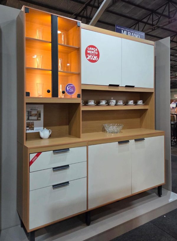 Armário de Cozinha Murano c/Led 1.80m - Freijó / Off White - Imagem 7