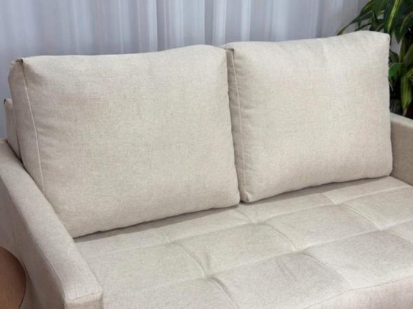 Sofa Cama Dominic 1.40m - Bege Linho/Marrom Courino - Imagem 3