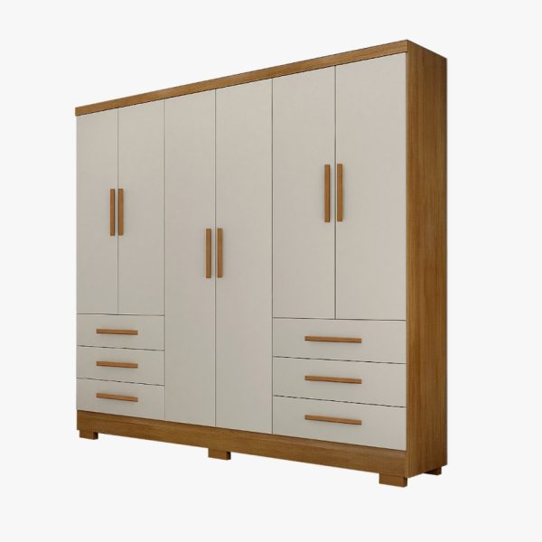 Guarda-Roupa Encant 6 Portas 6 Gavetas c/Pés 1.80m - Cumaru/Fendi - Imagem 3