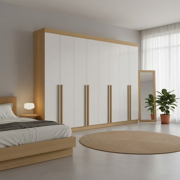 Guarda-Roupa Daymond  8 Portas e 8 Gavetas - Cinamomo/Off White