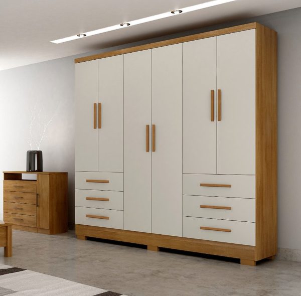 Guarda-Roupa Encant 6 Portas 6 Gavetas c/Pés 1.80m - Cumaru/Fendi