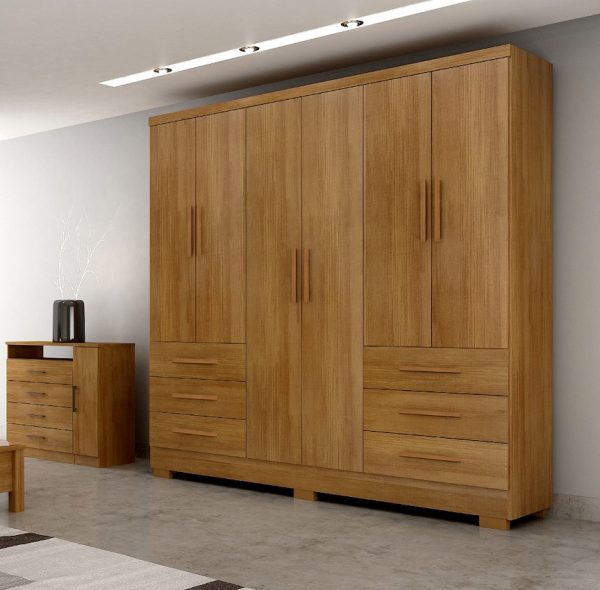 Guarda-Roupa Encant 6 Portas 6 Gavetas c/Pés 1.80m – Cumaru