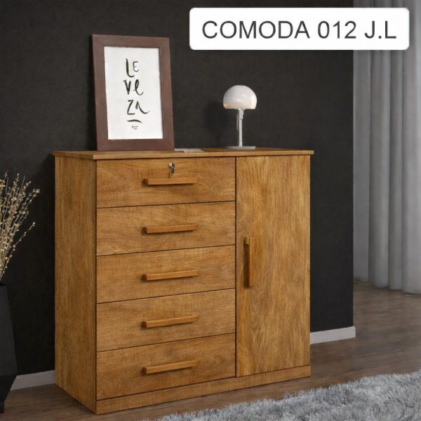 Cômoda 5 gavetas 1 porta Ref.: 012 - Cinamomo