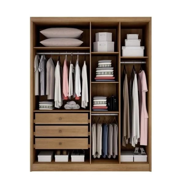Modulado Guarda-Roupa Rizon Moderni 4 Portas 3 Gavetas 1.59m - Cumaru/Fendi - Imagem 2