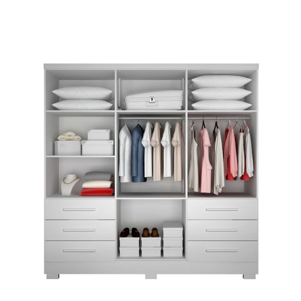 Guarda-Roupa Encant 6 Portas 6 Gavetas c/Pés 1.80m - Neve - Imagem 3
