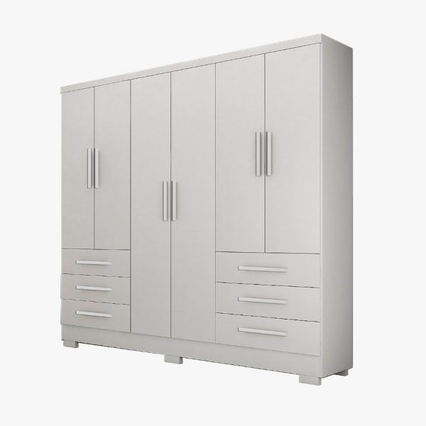 Guarda-Roupa Encant 6 Portas 6 Gavetas c/Pés 1.80m - Neve - Imagem 2