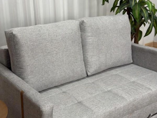 Sofa Cama Dominic 1.40m - Cinza Linho/Marrom Courino - Imagem 5