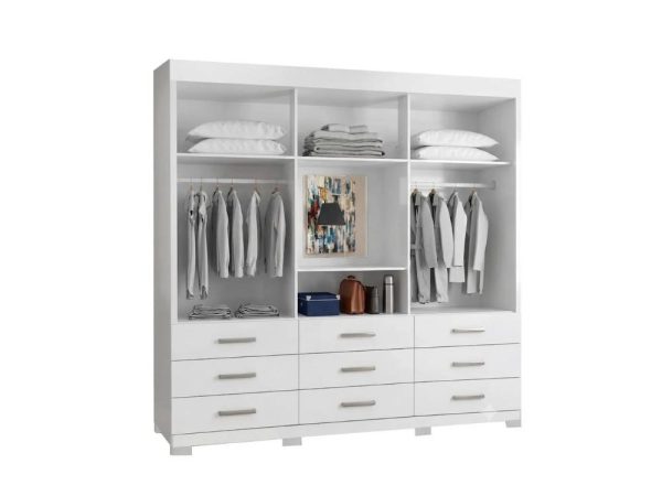 Guarda-Roupa Itapema II 3 portas de correr Sem espelho 9 gavetas - Branco - Imagem 3