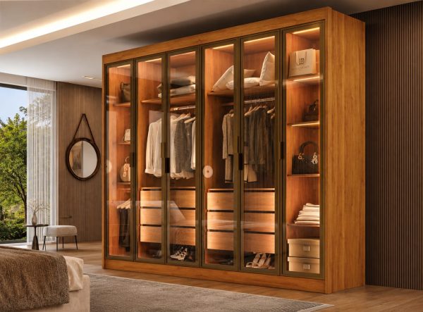Guarda-Roupa São Carlos 6 Portas Reflectas 6 Gavetas - Cinamomo