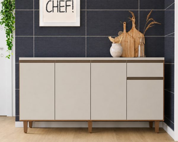 Balcão de Cozinha Grécia Para Pia s/Tampo 1.60m - Cedro/Areia