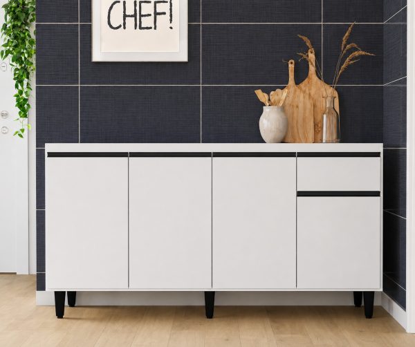 Balcão de Cozinha Grécia Para Pia s/Tampo 1.60m - Branco
