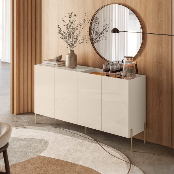 Buffet Cais 4 Portas c/Bandeja Integrada 1.49m - Cinamomo/Off White