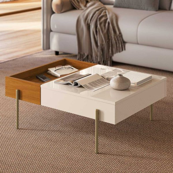 Mesa de Centro Leme c/Bandeja Integrada - Cinamomo/Off White