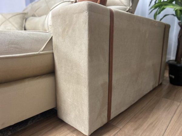 Sofá Retrátil Reclinável Pleno 3 Módulos 2.90m - Bege Veludo - Imagem 6