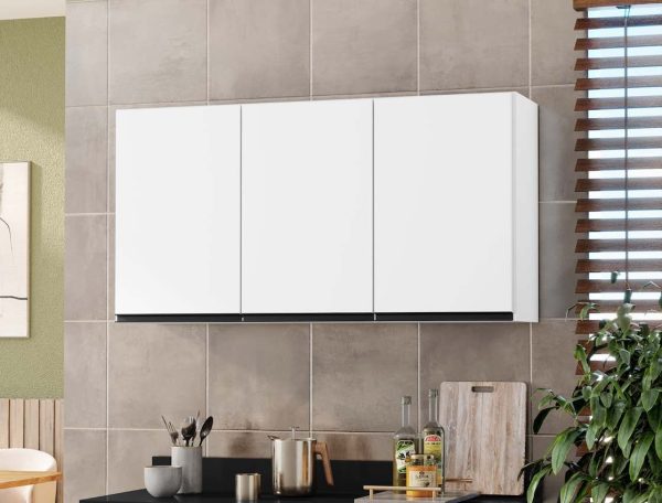 Armário De Cozinha Aéreo Suecia 3 Portas 1.20m - Branco