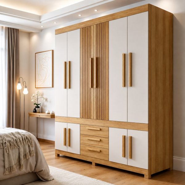 Guarda-Roupa Bem Te Vi 10 Portas 3 Gavetas - Cinamomo/Off White