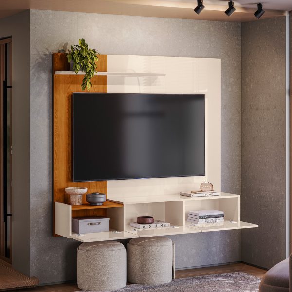 Alternative view of Painel Astro Com Nicho 1.53m 65" - Cinamomo/Off White