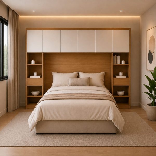 Modulado Aéreo Rizon Casal/Queen 4 Portas + 2 Módulos Criado Rizon 2.53m -Cumaru/Fendi
