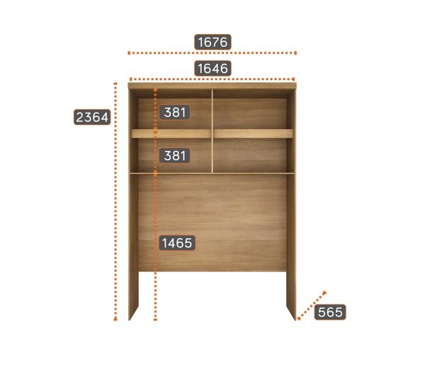 Modulado Aéreo Rizon Casal/Queen 4 Portas + 2 Módulos Criado Rizon 2.53m -Cumaru/Fendi - Imagem 5