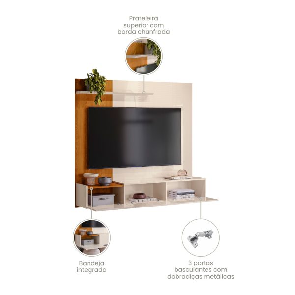 Painel Astro Com Nicho 1.53m 65" - Cinamomo/Off White - Imagem 3