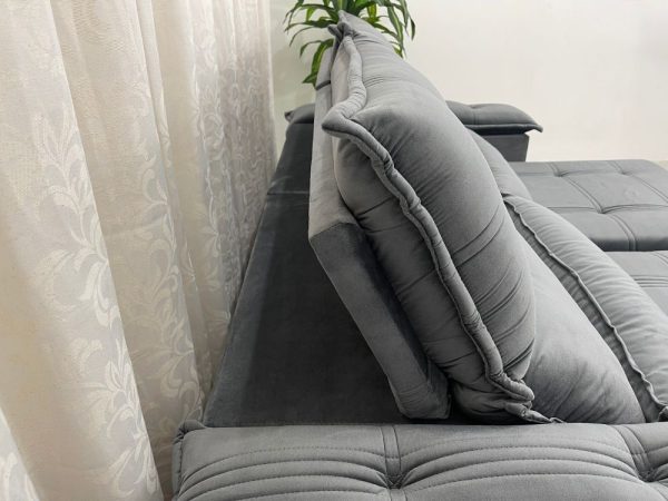 Sofá Retrátil Reclinável Barra Bonita 2.30m - Cinza Veludo - Imagem 2