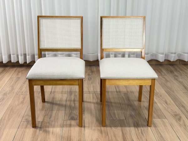 Conjunto Cadeiras Valencia 2 unidades - Mel Ratam/Bege linho - Imagem 4