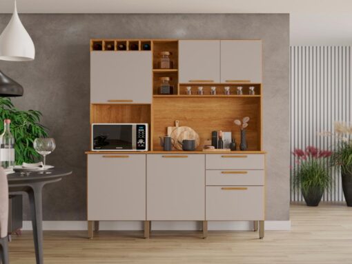 Armário Kit de Cozinha New Topázio 1,65m - Cinamomo/Off White