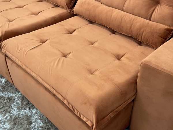 Sofá Retrátil Reclinável Small 2.30m - Terracota Veludão - Imagem 4