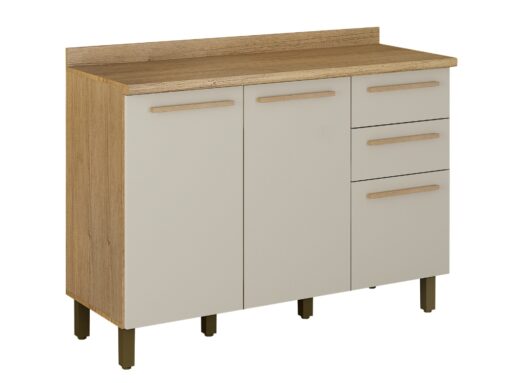 Balcão de cozinha 3 portas 2 gavetas Pérola REF 1200 - Cinamomo/Off white