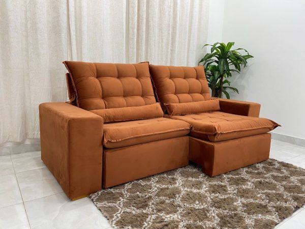 Sofá Retrátil Reclinável Small 2.30m - Terracota Veludão - Imagem 5