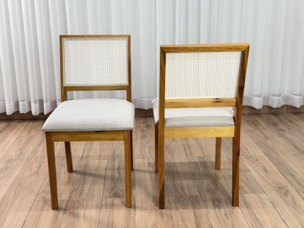Conjunto Cadeiras Valencia 2 unidades - Mel Ratam/Bege linho