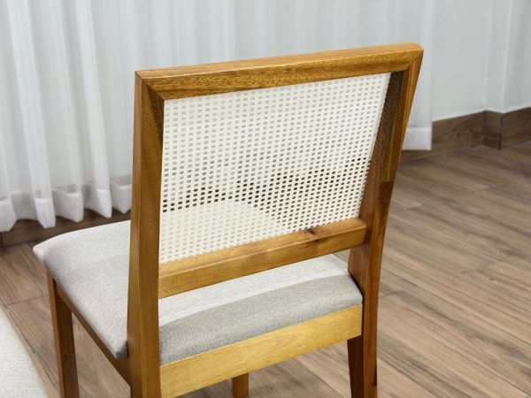 Conjunto Cadeiras Valencia 2 unidades - Mel Ratam/Bege linho - Imagem 3