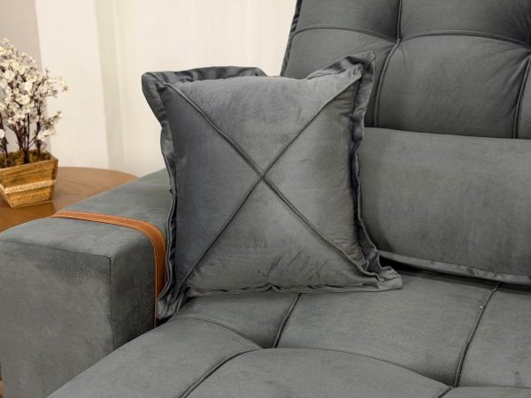 Sofá Retrátil Reclinável Molas Ensacadas Turmalina 2.50 - Cinza Veludo - Imagem 2