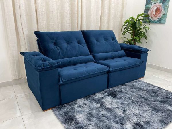 Sofá Retrátil Reclinável Las Vegas 2.30m - Azul Veludão - Imagem 8