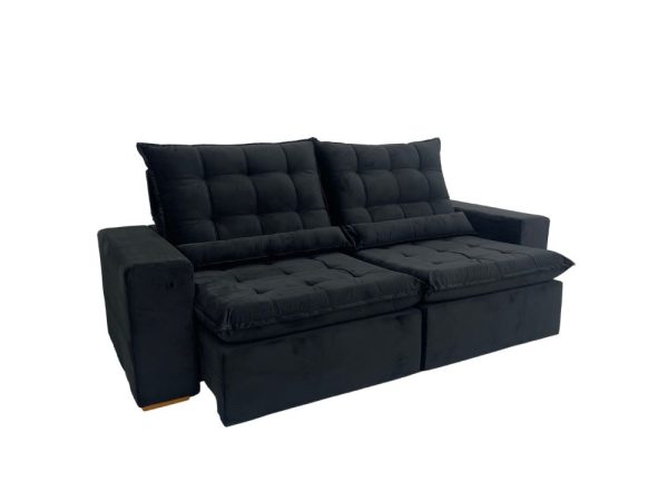 Sofá Retrátil Reclinável Small 2.30m - Preto Veludão - Imagem 12