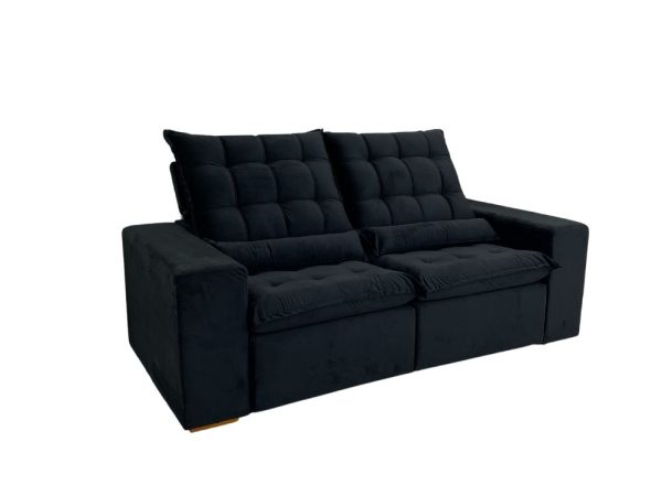 Sofá Retrátil Reclinável Small 2.00m - Preto Veludão - Imagem 9