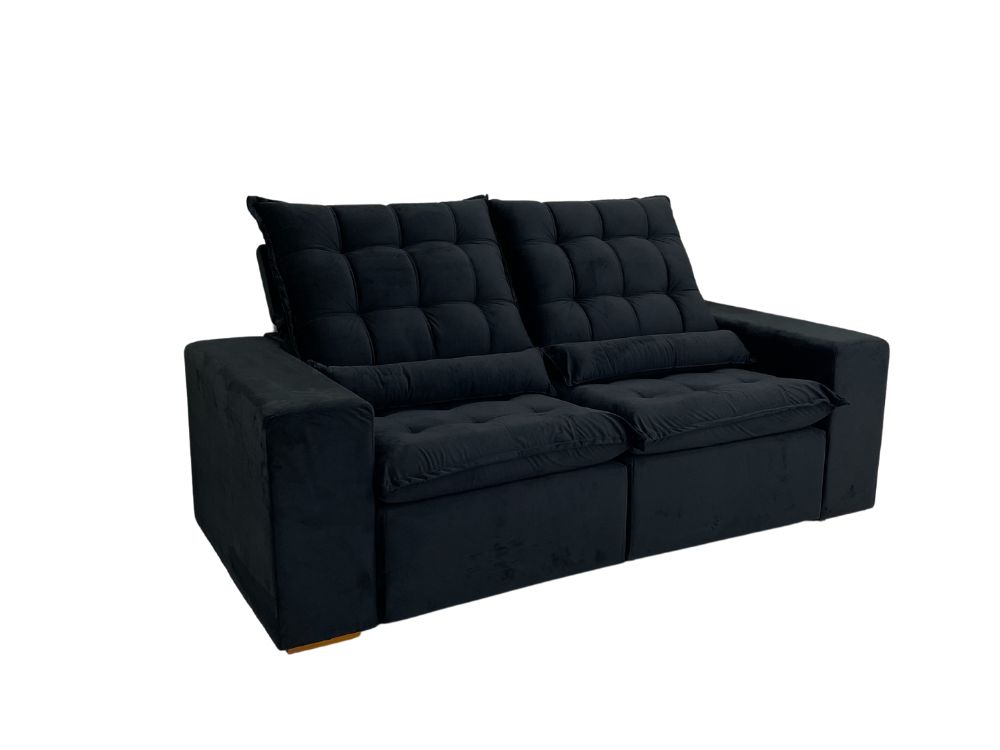 Sofá Retrátil Reclinável Small 2.00m - Preto Veludão - Imagem 9